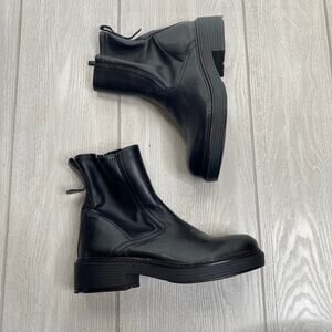 Franco Sarto Women's Black Karbon Zipper Faux Leather Moto Boots Size 9